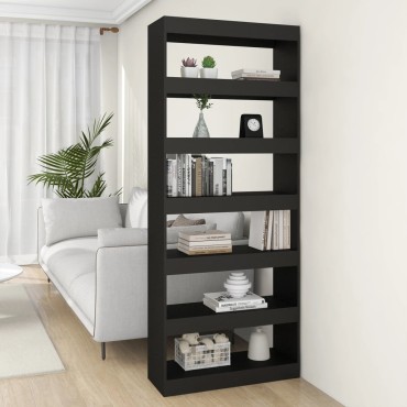 vidaXL Βιβλιοθήκη/Διαχωρ. Χώρου Μαύρο 80x30x198cm Επεξεργ. Ξύλο 1 τεμ.