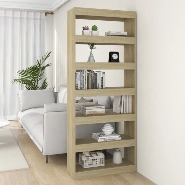 vidaXL Βιβλιοθήκη/Διαχωριστικό Sonoma Δρυς 80x30x198cm Επεξ. Ξύλο 1 τεμ.
