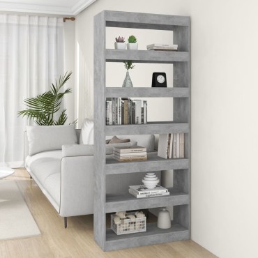 vidaXL Βιβλιοθήκη/Διαχωρισ. Χώρου Γκρι Σκυρ. 80x30x198cm Επεξ. Ξύλο 1 τεμ.