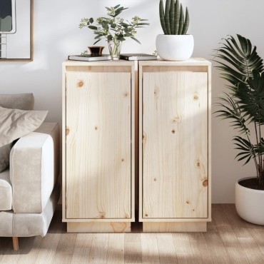 vidaXL Ντουλάπια 2 τεμ. 31,5x34x75cm από Μασίφ Ξύλο Πεύκου