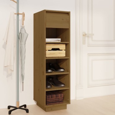 vidaXL Παπουτσοθήκη Καφέ Μελί 30x34x105cm από Μασίφ Ξύλο Πεύκου