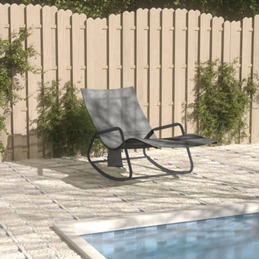 vidaXL Ξαπλώστρα Γκρι από Ατσάλι και Textilene 145x57x83cm 1 τεμ.
