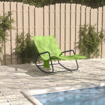 vidaXL Ξαπλώστρα Πράσινη από Ατσάλι και Textilene 145x57x83cm 1 τεμ.