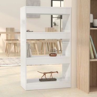 vidaXL Βιβλιοθήκη/Διαχωριστ. Χώρου Γυαλ. Λευκό 60x30x103cm Επεξ. Ξύλο 1 τεμ.