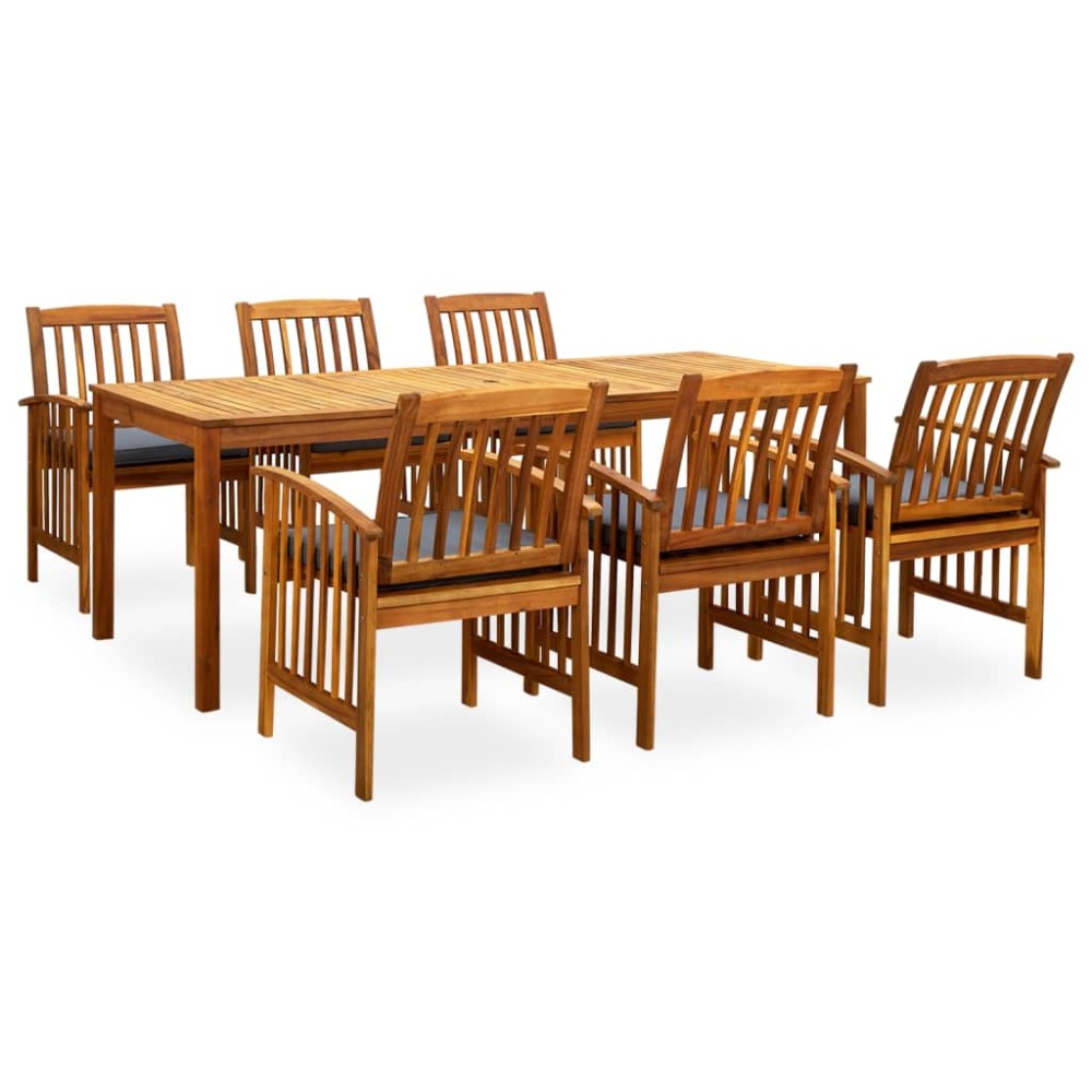 3058092 vidaXL 7 Piece Garden Dining Set with Cushions Solid Acacia Wood (45963+2x312131)