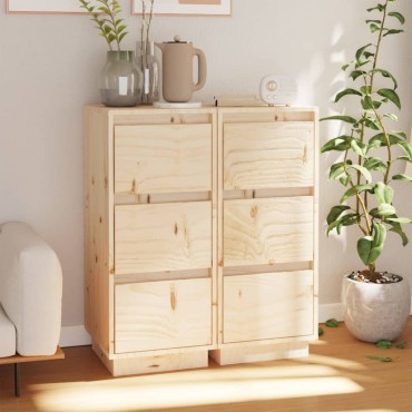 vidaXL Συρταριέρες 2 τεμ. 32x34x75cm από Μασίφ Ξύλο Πεύκου
