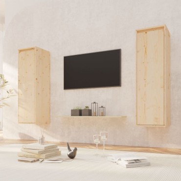 vidaXL Ντουλάπια Τοίχου 2 τεμ. 30x30x100cm από Μασίφ Ξύλο Πεύκου
