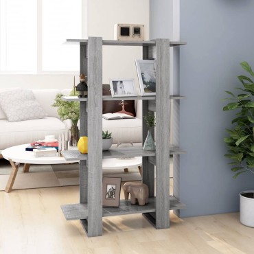 vidaXL Βιβλιοθήκη/Διαχωριστικό Χώρου Γκρι Sonoma 80x30x123,5cm 1 τεμ.