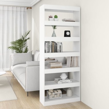 vidaXL Βιβλιοθήκη/Διαχωριστικό Χώρου Λευκό 80x30x198cm Επεξ. Ξύλο 1 τεμ.