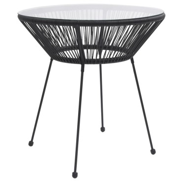 vidaXL Τραπεζαρία Κήπου Μαύρη 70x74cm από Ρατάν και Γυαλί 1 τεμ.