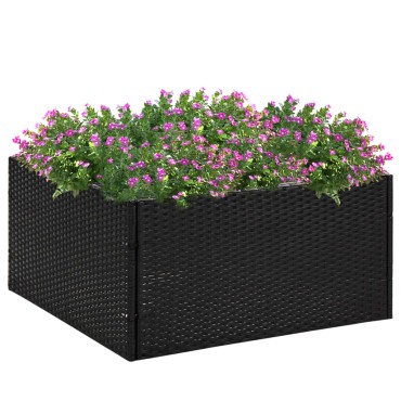 vidaXL Ζαρντινιέρα Κήπου Μαύρη 80 x 80 x 40 εκ. από Συνθετικό Ρατάν