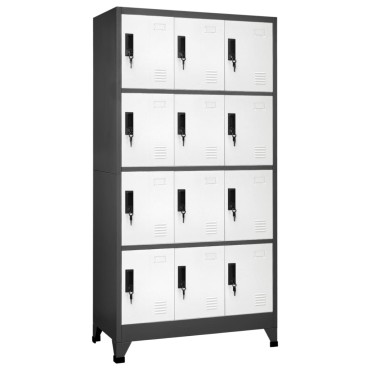 vidaXL Φοριαμός Ανθρακί και Λευκός 90x45x180cm Ατσάλινος 1 τεμ.