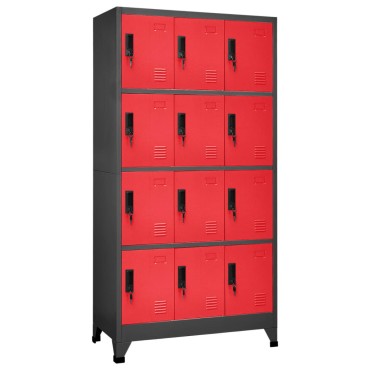 vidaXL Φοριαμός Ανθρακί / Κόκκινο 90x45x180cm Ατσάλινος 1 τεμ.