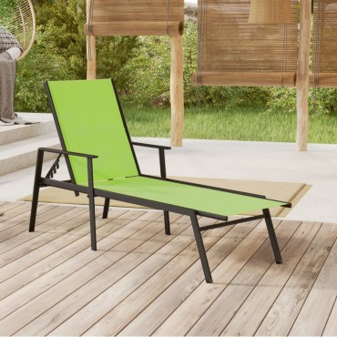 vidaXL Ξαπλώστρα Πράσινη από Ατσάλι και Textilene 191x61x97,5cm 1 τεμ.