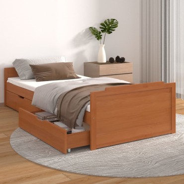 vidaXL Πλαίσιο Κρεβατιού Καφέ Μελί 90 x 200 εκ. από Μασίφ Ξύλο Πεύκου