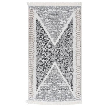 vidaXL Χαλί Μαύρο και Γκρι 120x180cm Βαμβακερό