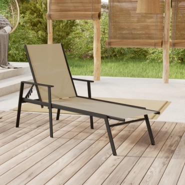 vidaXL Ξαπλώστρα Κρεμ από Ατσάλι και Ύφασμα Textilene 191x61x97,5cm 1 τεμ.