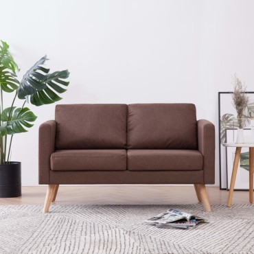 vidaXL Καναπές Διθέσιος Καφέ Υφασμάτινος 116x70x73cm 1 τεμ.