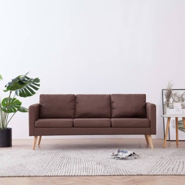 vidaXL Καναπές Τριθέσιος Καφέ Υφασμάτινος 168x70x73cm 1 τεμ.