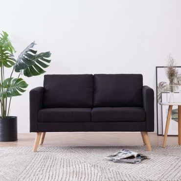 vidaXL Καναπές Διθέσιος Μαύρος Υφασμάτινος 116x70x73cm 1 τεμ.