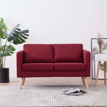 vidaXL Καναπές Διθέσιος Μπορντό Υφασμάτινος 116x70x73cm 1 τεμ.