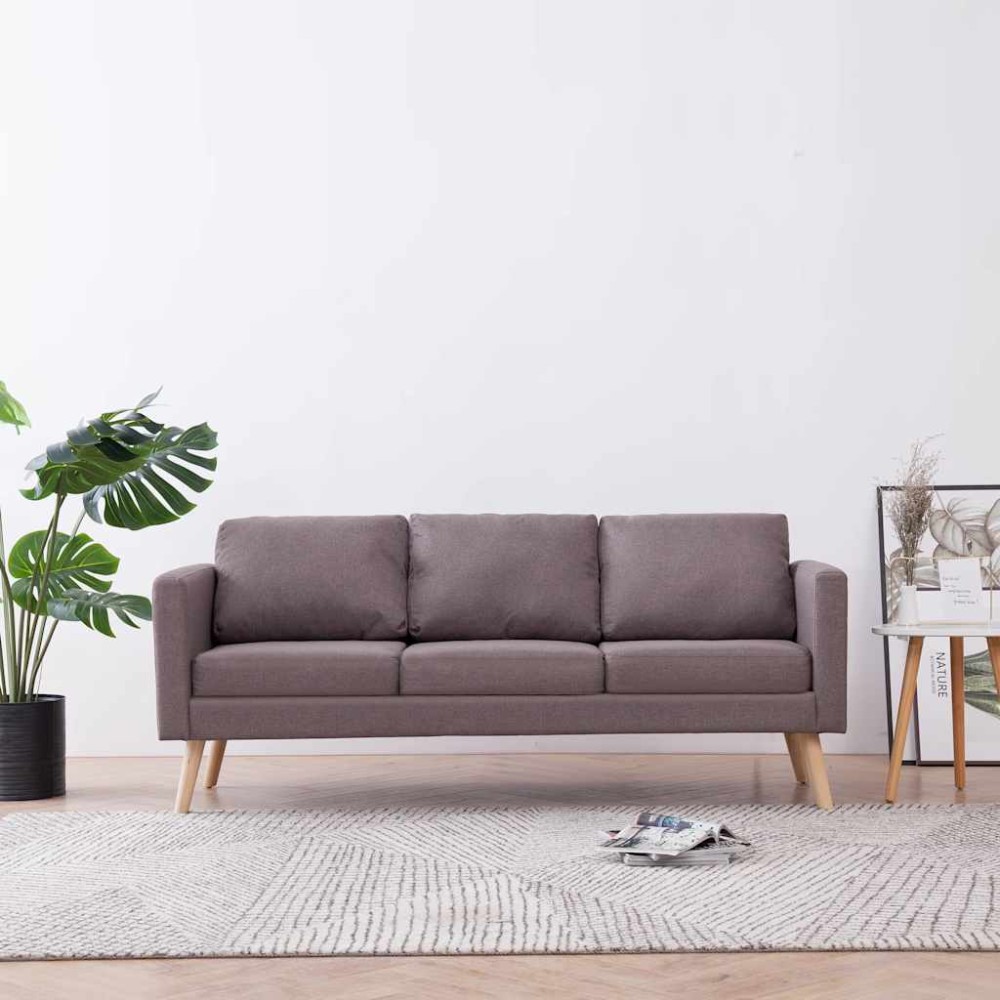 vidaXL Καναπές Τριθέσιος Χρώμα Taupe Υφασμάτινος 168x70x73cm 1 τεμ.