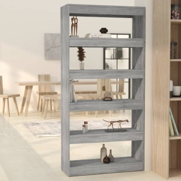 vidaXL Βιβλιοθήκη/Διαχωρ. Χώρου Γκρι Sonoma 80x30x135cm Επεξεργ. Ξύλο 1 τεμ.