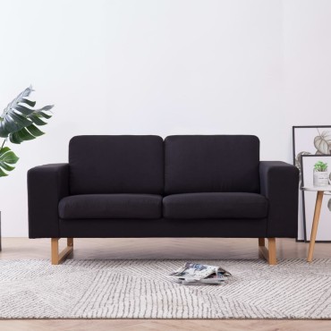 vidaXL Καναπές Διθέσιος Μαύρος Υφασμάτινος 156x82x75cm 1 τεμ.