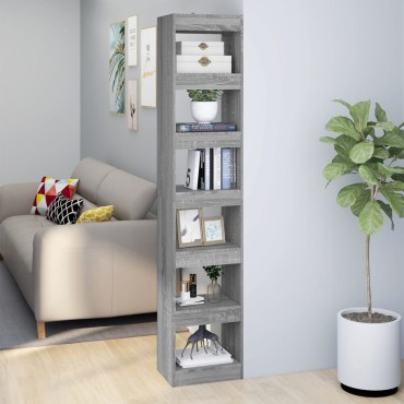 vidaXL Βιβλιοθήκη/Διαχωριστικό Χώρου Γκρι Sonoma 40x30x198cm 1 τεμ.