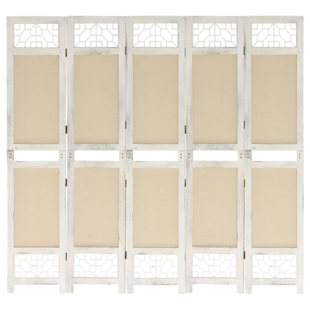 vidaXL Διαχωριστικό Δωματίου με 5 Πάνελ Κρεμ 175x165cm Υφασμάτινο 1 τεμ.