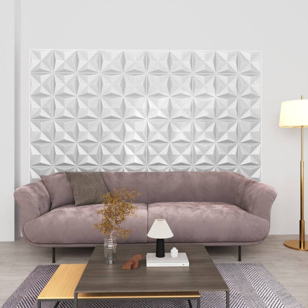 vidaXL Πάνελ Τοίχου 3D 12 τεμ. Λευκό Origami 50 x 50 εκ. 3 μ²