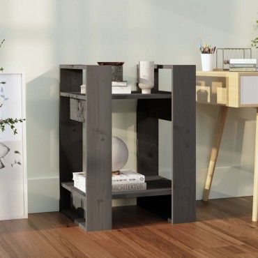 vidaXL Βιβλιοθήκη/Διαχωριστικό Χώρου Γκρι 41x35x57cm Μασίφ Πεύκο 1 τεμ.