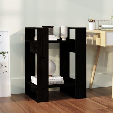vidaXL Βιβλιοθήκη/Διαχωριστικό Χώρου Μαύρο 41x35x57cm Μασίφ Πεύκο 1 τεμ.