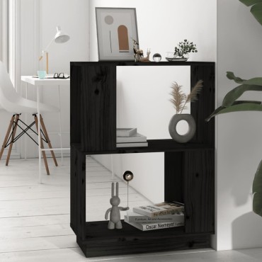 vidaXL Βιβλιοθήκη/Διαχωριστικό Χώρου Μαύρο 51x25x70cm Μασίφ Πεύκο 1 τεμ.