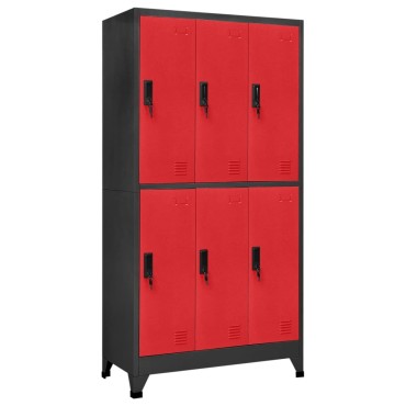 vidaXL Φοριαμός Ανθρακί / Κόκκινο 90x45x180cm Ατσάλινος 1 τεμ.