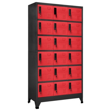 vidaXL Φοριαμός Ανθρακί και Κόκκινο 90x40x180cm Ατσάλινος 1 τεμ.