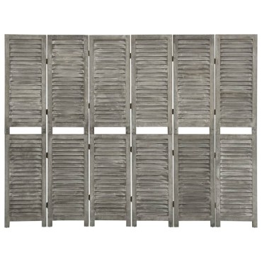 vidaXL Διαχωριστικό Δωματίου με 6 Πάνελ Γκρι 214x166cm Μασίφ Ξύλο 1 τεμ.