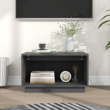vidaXL Έπιπλο Τηλεόρασης Γκρι 60x35x35cm από Μασίφ Ξύλο Πεύκου