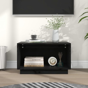 vidaXL Έπιπλο Τηλεόρασης Μαύρο 60x35x35cm από Μασίφ Ξύλο Πεύκου