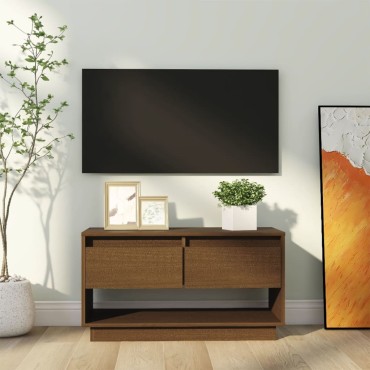 vidaXL Έπιπλο Τηλεόρασης Καφέ Μελί 74x34x40cm από Μασίφ Ξύλο Πεύκου