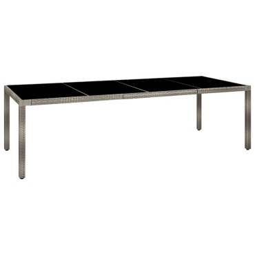 vidaXL Τραπέζι Κήπου Γκρι 250x100x75cm Ψημένο Γυαλί/Συνθετικό Ρατάν 1 τεμ.