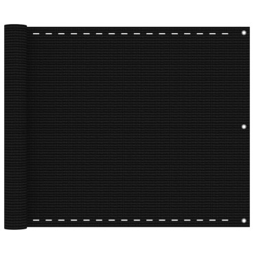 vidaXL Διαχωριστικό Βεράντας Μαύρο 75x400 εκ. από HDPE