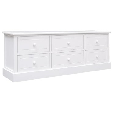 vidaXL Έπιπλο Τηλεόρασης Λευκό 108x30x40cm από Μασίφ Ξύλο Παυλώνιας