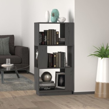 vidaXL Βιβλιοθήκη/Διαχωριστικό Χώρου Γκρι 51x25x101cm Μασίφ Πεύκο 1 τεμ.