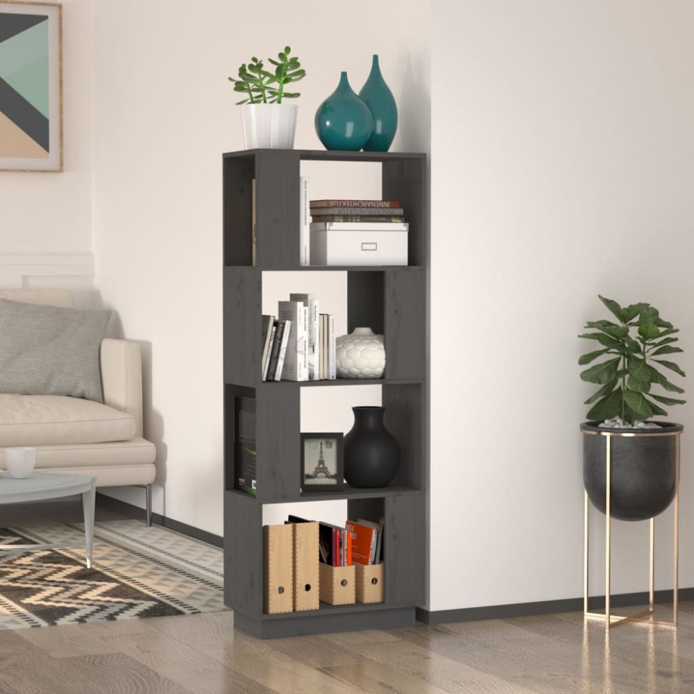 vidaXL Βιβλιοθήκη/Διαχωριστικό Χώρου Γκρι 51x25x132cm Μασίφ Πεύκο 1 τεμ.