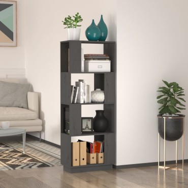 vidaXL Βιβλιοθήκη/Διαχωριστικό Χώρου Γκρι 51x25x132cm Μασίφ Πεύκο 1 τεμ.