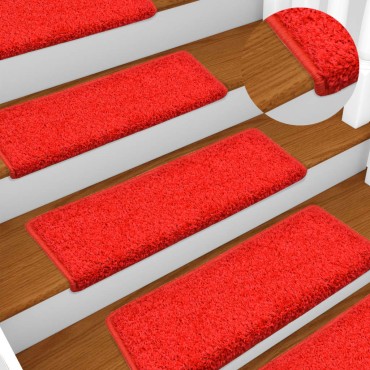 vidaXL Πατάκια Σκάλας 10 τεμ. Κόκκινα 65 x 21 x 4 εκ.
