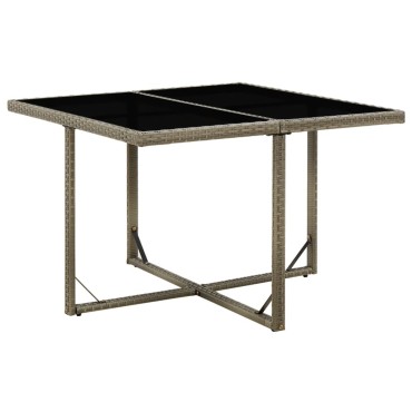 vidaXL Τραπέζι Κήπου Γκρι 109x107x74cm Συνθετικό Ρατάν & Γυαλί 1 τεμ.