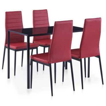 vidaXL Σετ Τραπεζαρίας 5 τεμ. Μπορντό 105x60x74cm