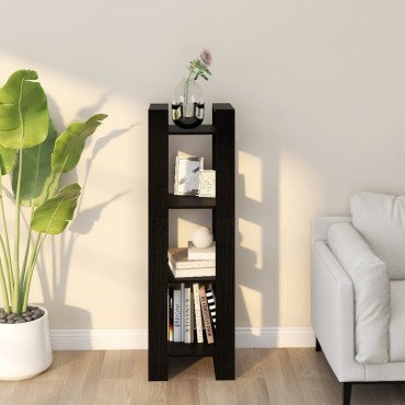 vidaXL Βιβλιοθήκη/Διαχωριστικό Χώρου Μαύρο 41x35x125cm Μασίφ Πεύκο 1 τεμ.